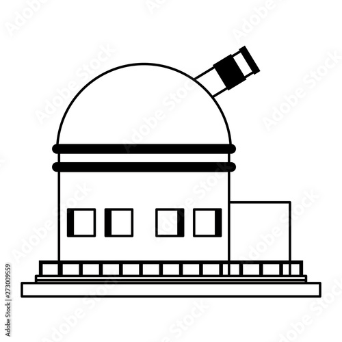Space big telescope symbo isolated in black and white