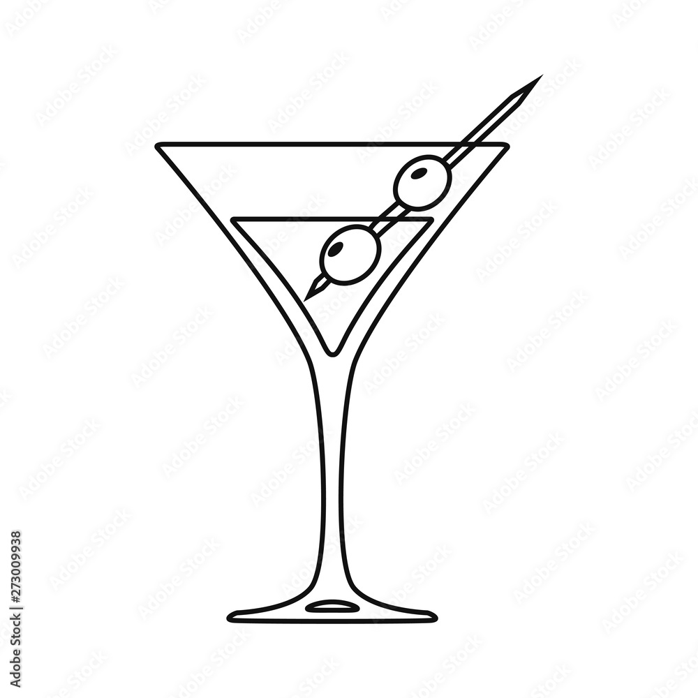 Cocktail glass line art design on white background Cocktail glass line art design on white background