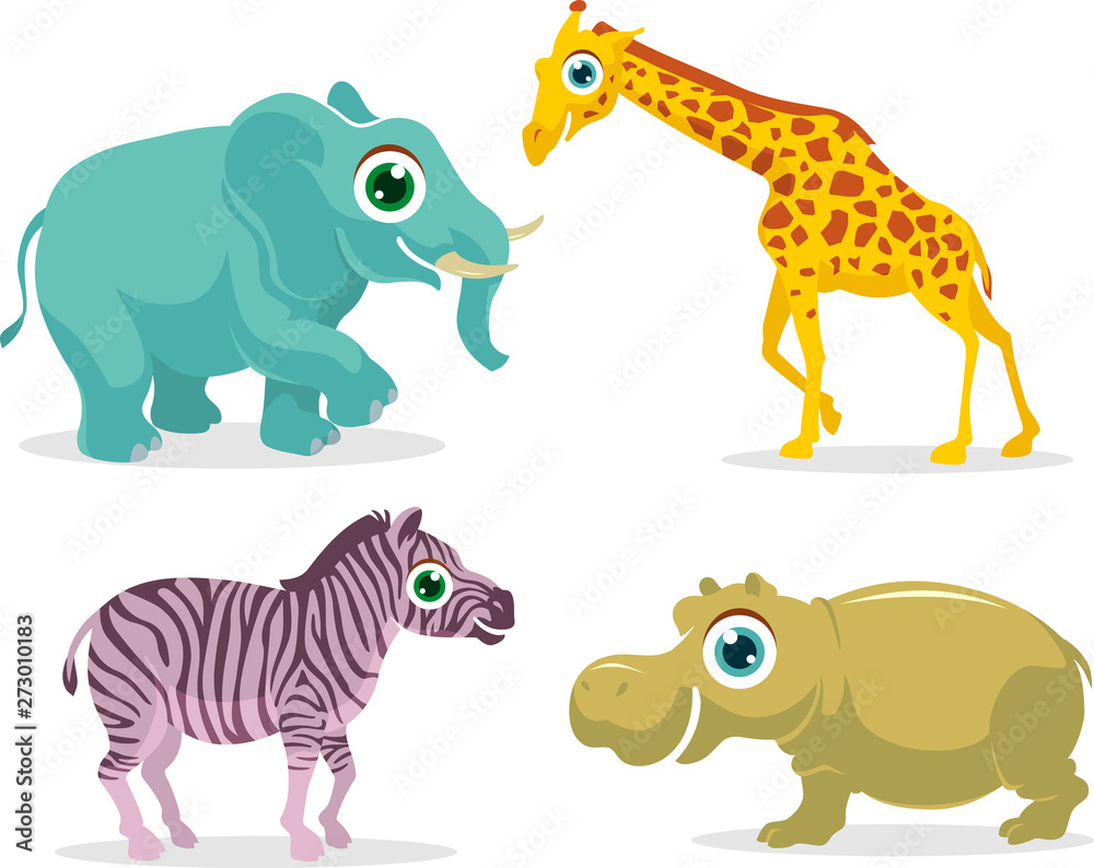 Safari Animals, Cartoon Style Vector Bundle Safari Animals, Cartoon Style Vector Bundle