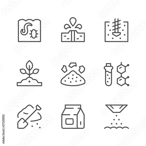 Set line icons of soil