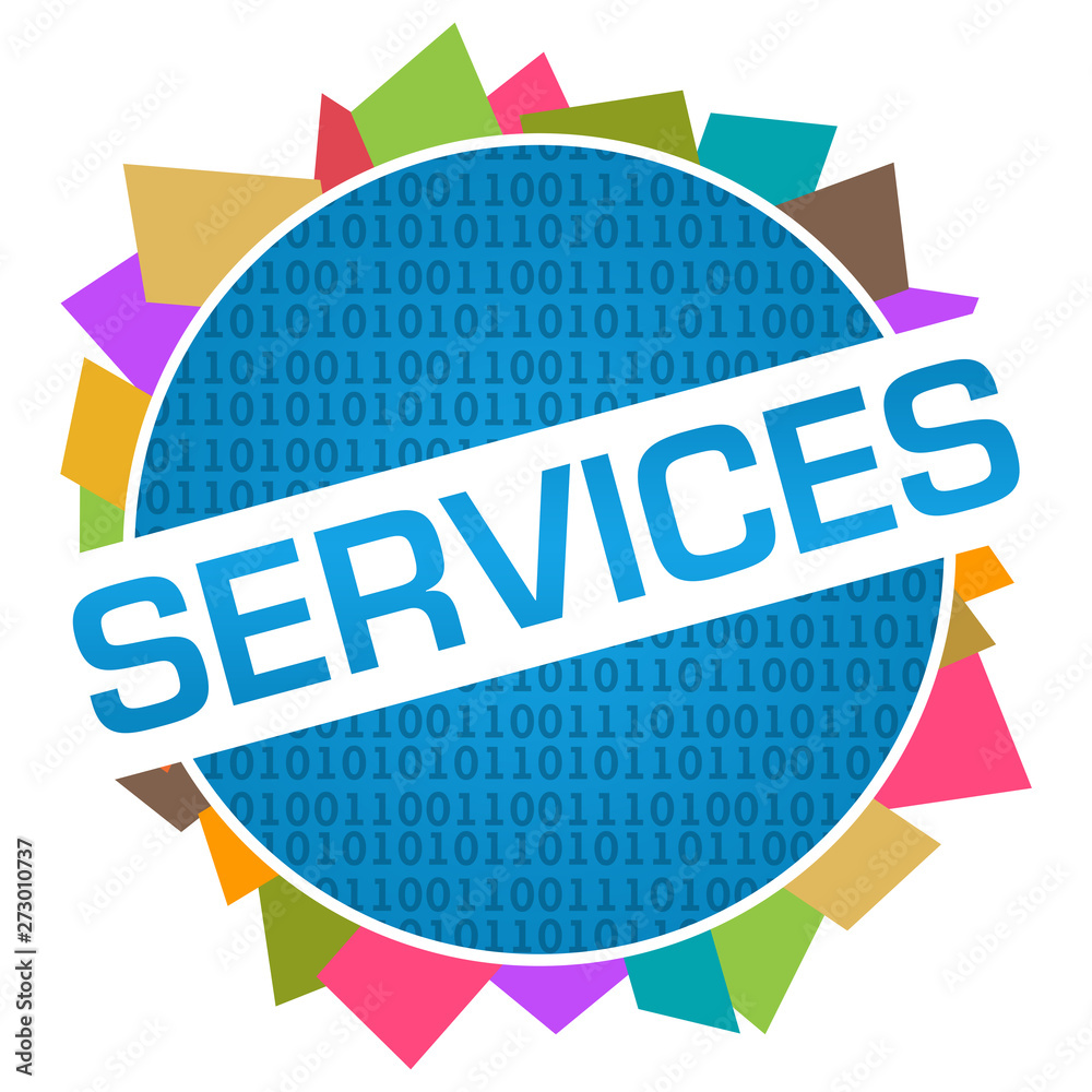Services Colorful Blue Binary Circular Badge Style 