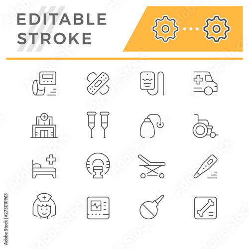 Set of medical editable stroke icons