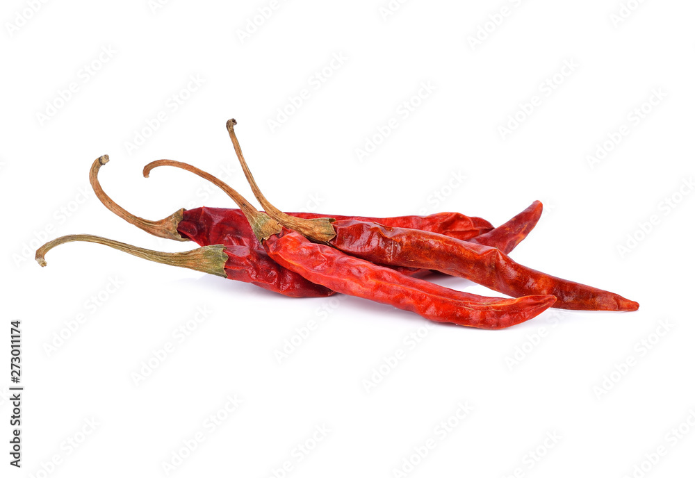 dry red pepper on white background dry red pepper on white background