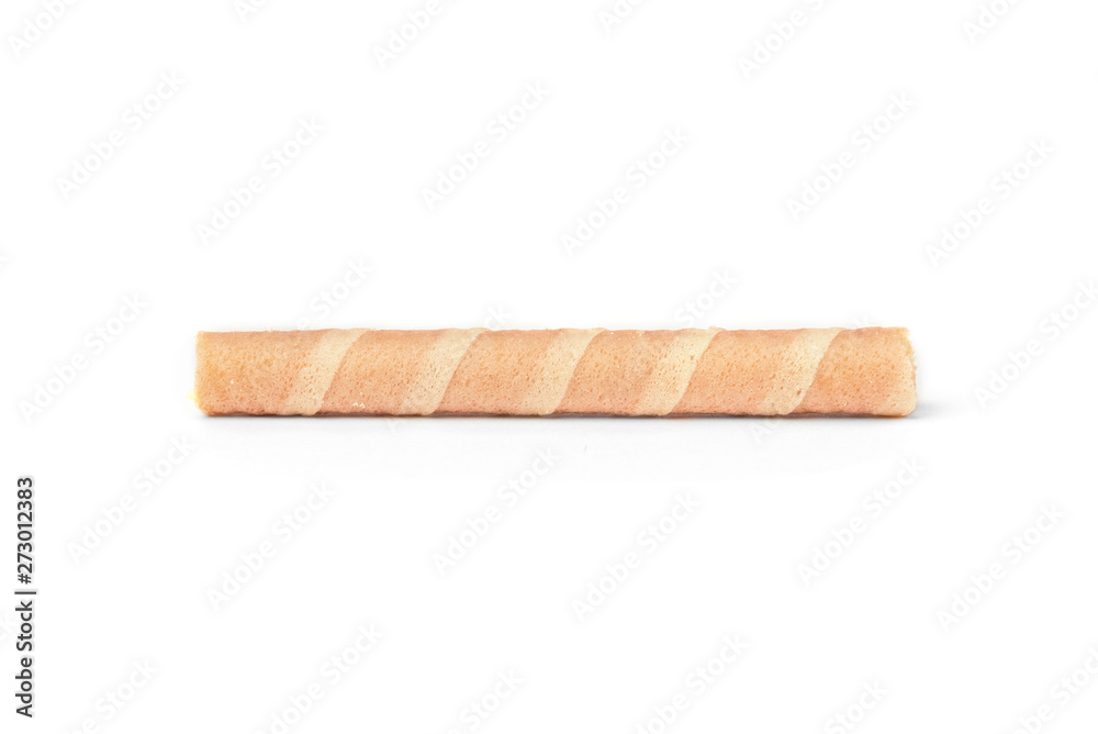 Sweet chocolate waffle rolls isolated on white background. Sweet chocolate waffle rolls isolated on white background.