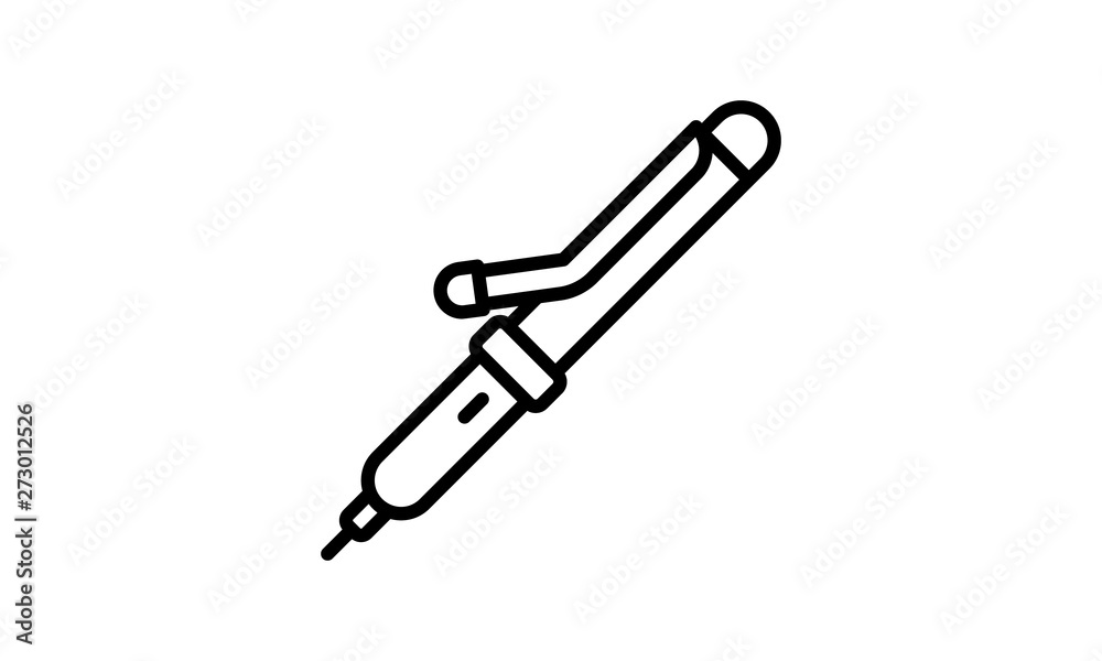 Hair curlers iron line icon. linear style sign for mobile concept and web design. Electric hair curler outline vector icon. Symbol, logo illustration. Pixel perfect vector graphics - Vector Hair curlers iron line icon. linear style sign for mobile concept and web design. Electric hair curler outline vector icon. Symbol, logo illustration. Pixel perfect vector graphics - Vector