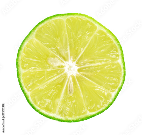 Limes with slices on white background