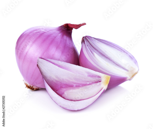 Red onion and isolated on white background