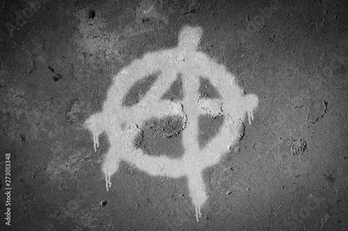 Anarchy symbol spray painted on the wall photo