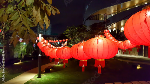 Canvas Print Chinese new year lanterns decoration in park