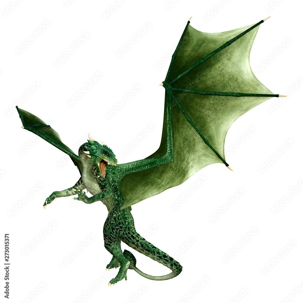 Fototapeta premium 3D Rendering Fairy Tale Dragon on White