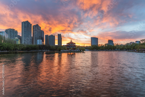 Hohhot city sunrise  in Inner Mongolia  China