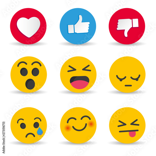 Set of Emoticon social media reactions