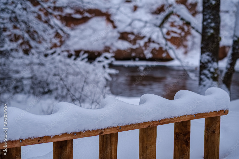simple country fence under snow in winter simple country fence under snow in winter