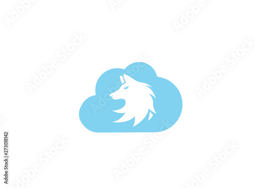 Fototapeta Naklejka Na Ścianę i Meble -  Wolf head logo fox face illustration design illustration in a cloud shape icon
