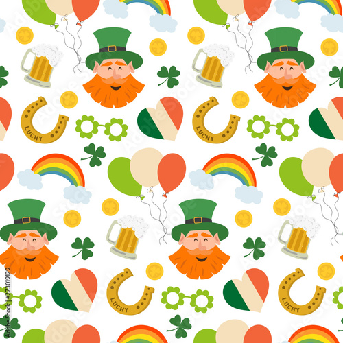 Seamless pattern with St. Patrick`s day icons.