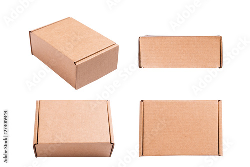 Isolated brown carton cardboard boxes