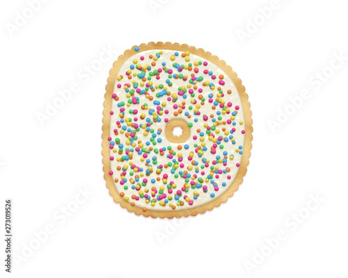 Letter D made of cookie isolated on white background