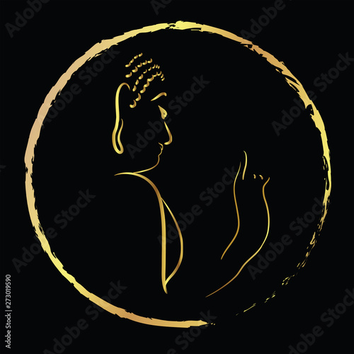 Golden buddha head with golden border element