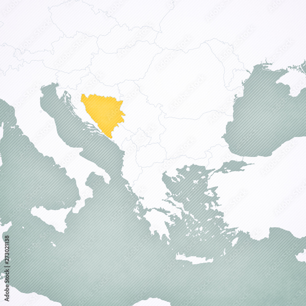 Map of Balkans - Bosnia and Herzegovina