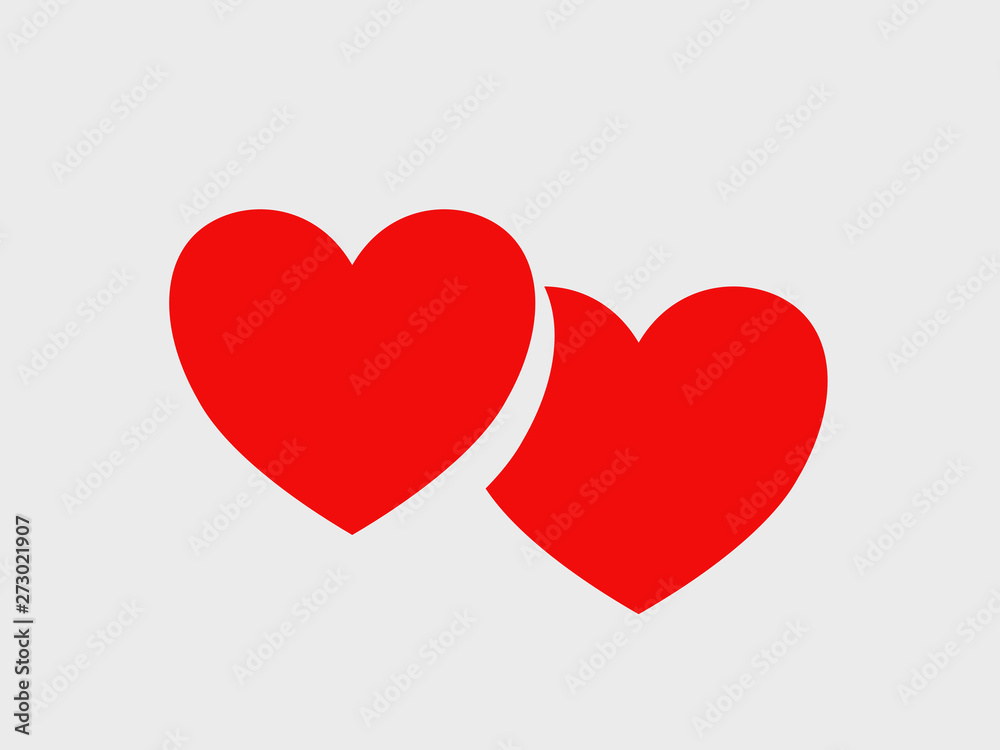 Zwei rote Herzrn auf weißem Hintergrund