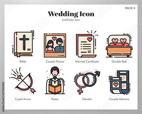 Wedding icons LineColor pack