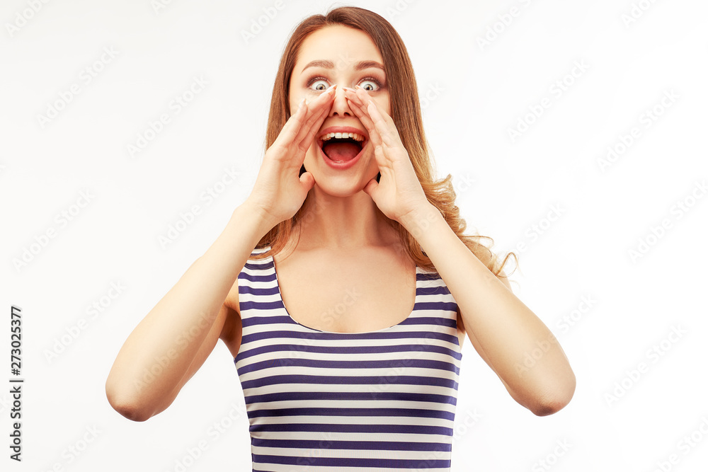 Portrait woman looking surprised in full disbelief wide open mouth isolated white wall background. Puzzled shocked female looks with bugged eyes at camera, being surprised to see big sales Portrait woman looking surprised in full disbelief wide open mouth isolated white wall background. Puzzled shocked female looks with bugged eyes at camera, being surprised to see big sales