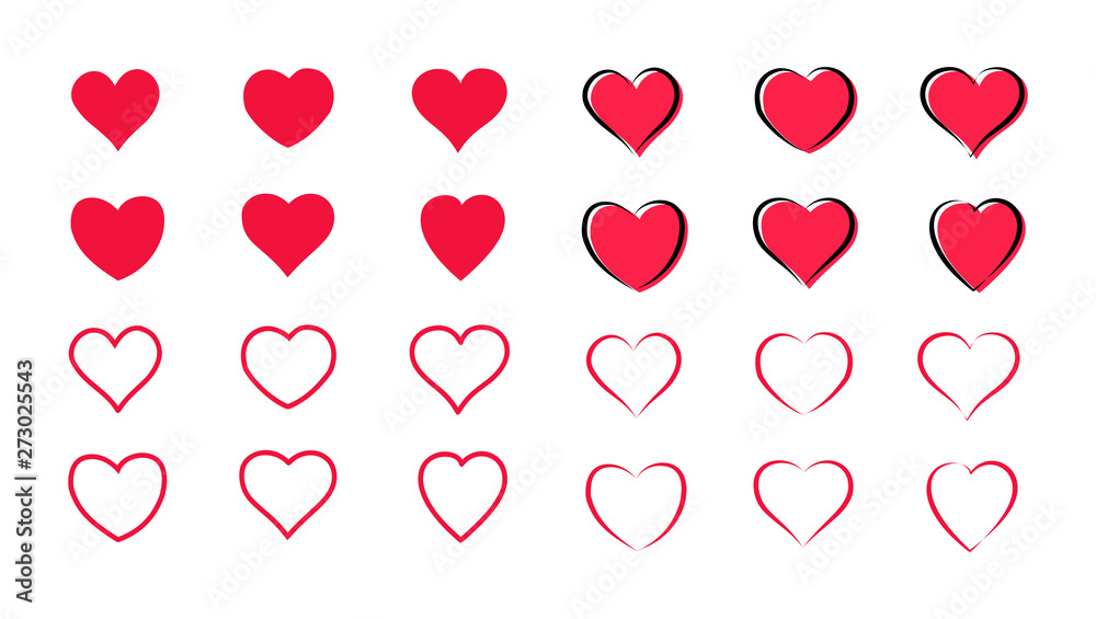 heart icons set, love symbols set vector heart icons set, love symbols set vector