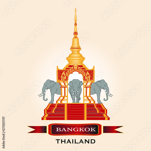 Temple of Thailand Eravan Golden Design.