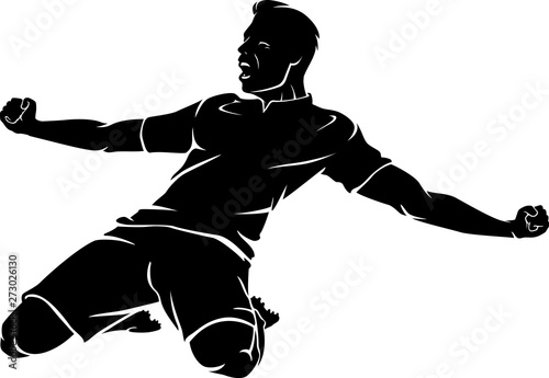 Soccer Player Kneeling in Celebration