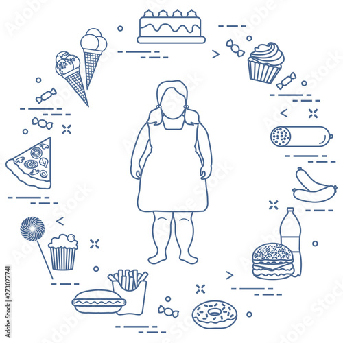 Harmful eating habits and fat girl.