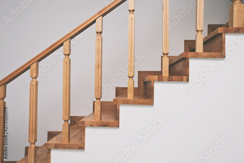 Slika na platnu Contemporary brown wooden stairs in the house