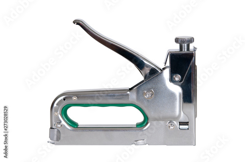 furniture chrome stapler pattern on white background isolation