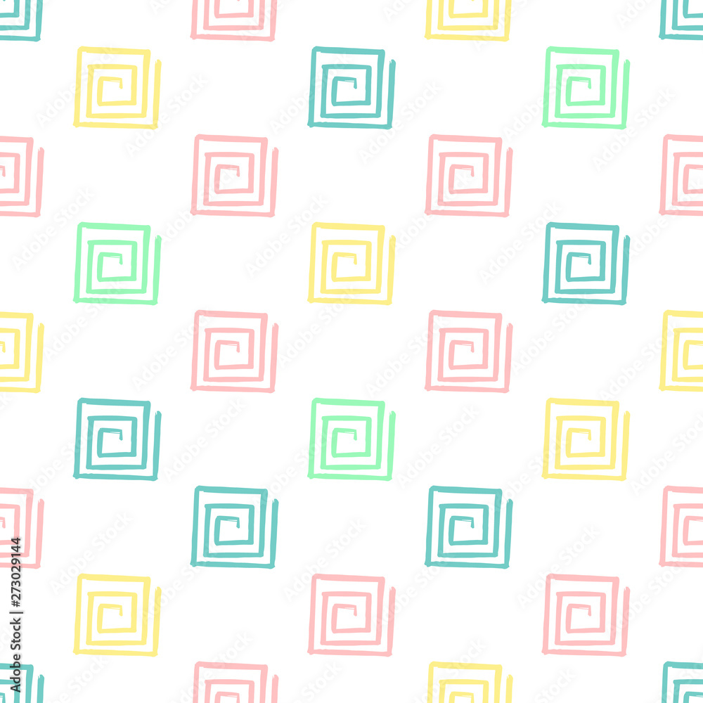 Hand Draw Squares Pattern Kids Blue, Pink, Mint, Yellow. Vector Endless Background pencil Texture of squares Hand Draw Squares Pattern Kids Blue, Pink, Mint, Yellow. Vector Endless Background pencil Texture of squares
