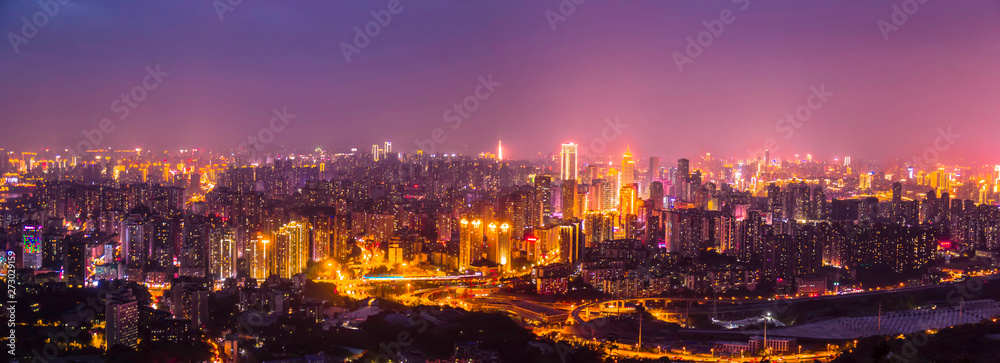 Εκτύπωση καμβά panorama view of chongqing city at night.