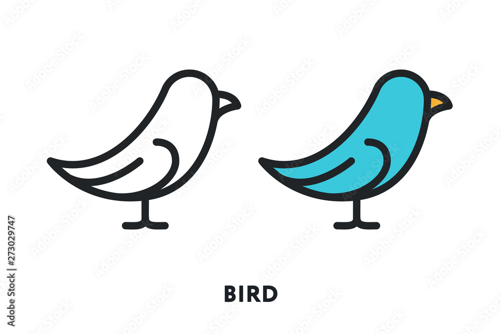 Blue Bird Parrot. Vector Flat Line Icon Illustration. Blue Bird Parrot. Vector Flat Line Icon Illustration.