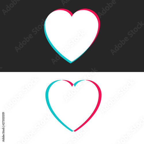 Heart icon graphic in modern flat style isolated on background. Heart icon pa...