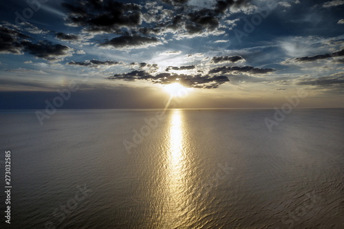 Sunset in Baltic sea at coast of Latvia.