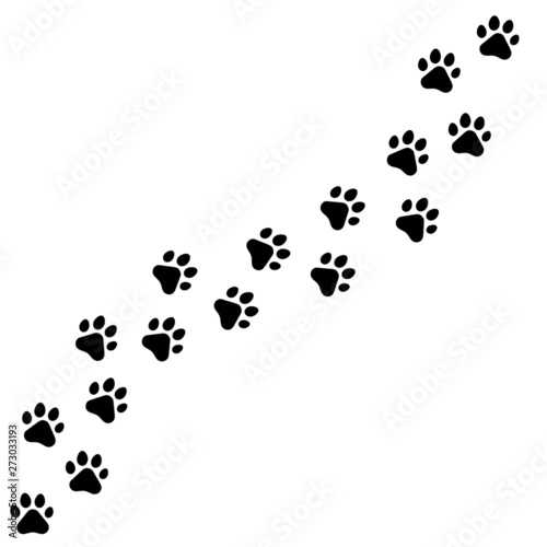 Black footprints of dogs. Paw print, animal tracks – stock vector