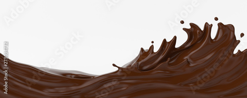 A splash of chocolate. 3d rendering, 3d illustration.