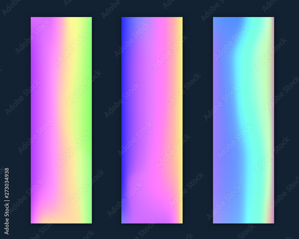 Set of colorful holographic banners