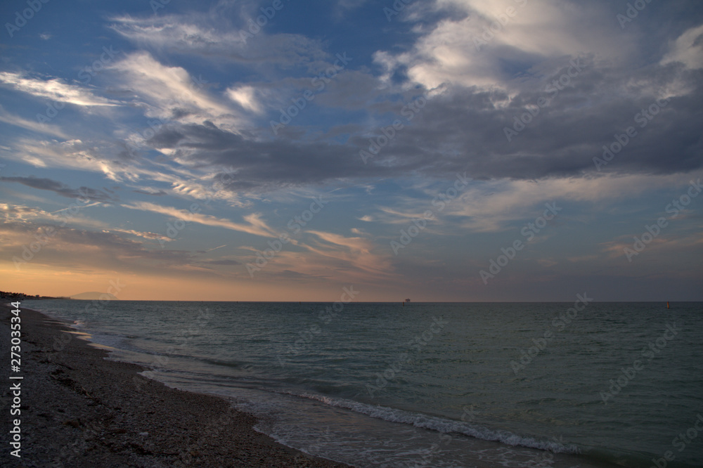 sunset on the beach,Adriatic sea,horizon,seascape,landscape, nature, coast, cloud, waves,italy,