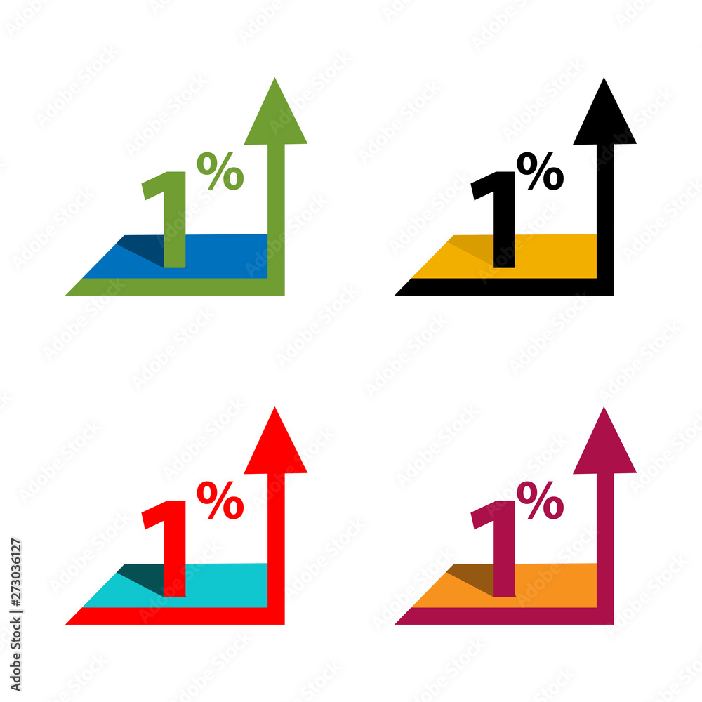 One percent up, upwards arrow illustration One percent up, upwards arrow illustration