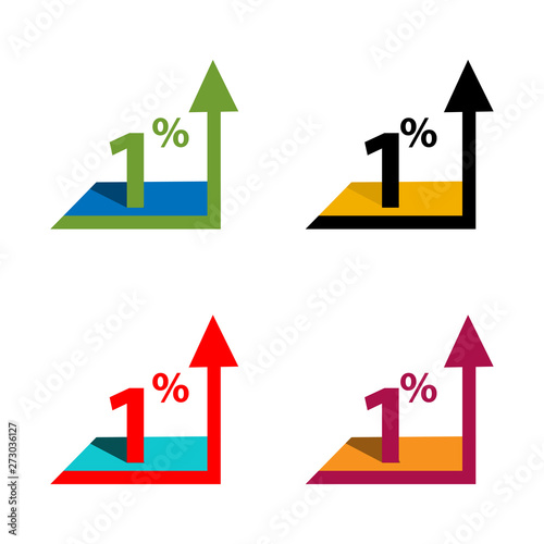 One percent up, upwards arrow illustration