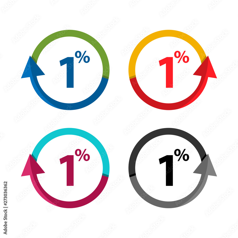One percent up, upwards arrow illustration One percent up, upwards arrow illustration