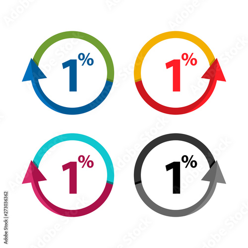 One percent up, upwards arrow illustration
