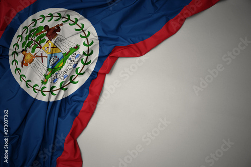 waving national flag of belize on a gray background.