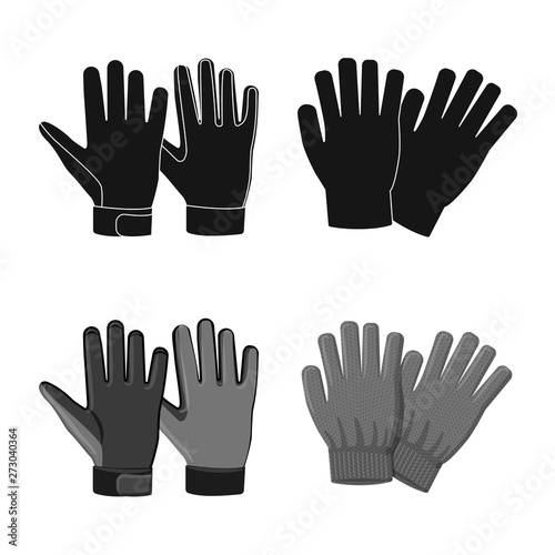 Isolated object of glove and winter icon. Collection of glove and equipment stock symbol for web.