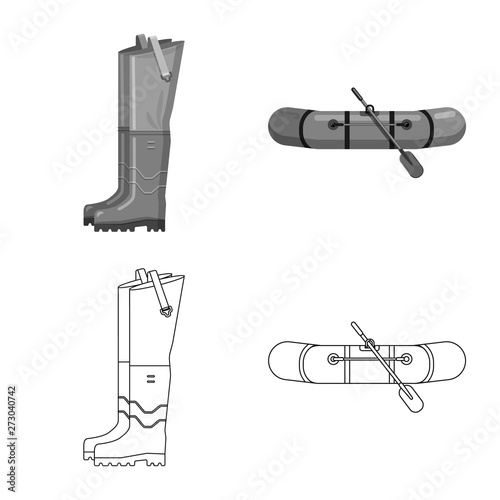 Isolated object of fish and fishing icon. Collection of fish and equipment stock symbol for web.