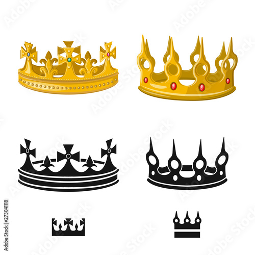 Vector illustration of medieval and nobility logo. Set of medieval and monarchy stock vector illustration.
