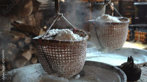 (Sin-tao salt) Ancient salt making from underground water at Bo Kluea district, Nan Province, Thailand